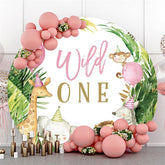 Lofaris Pink Balloon Animals Wild One Birthday Circle Backdrop